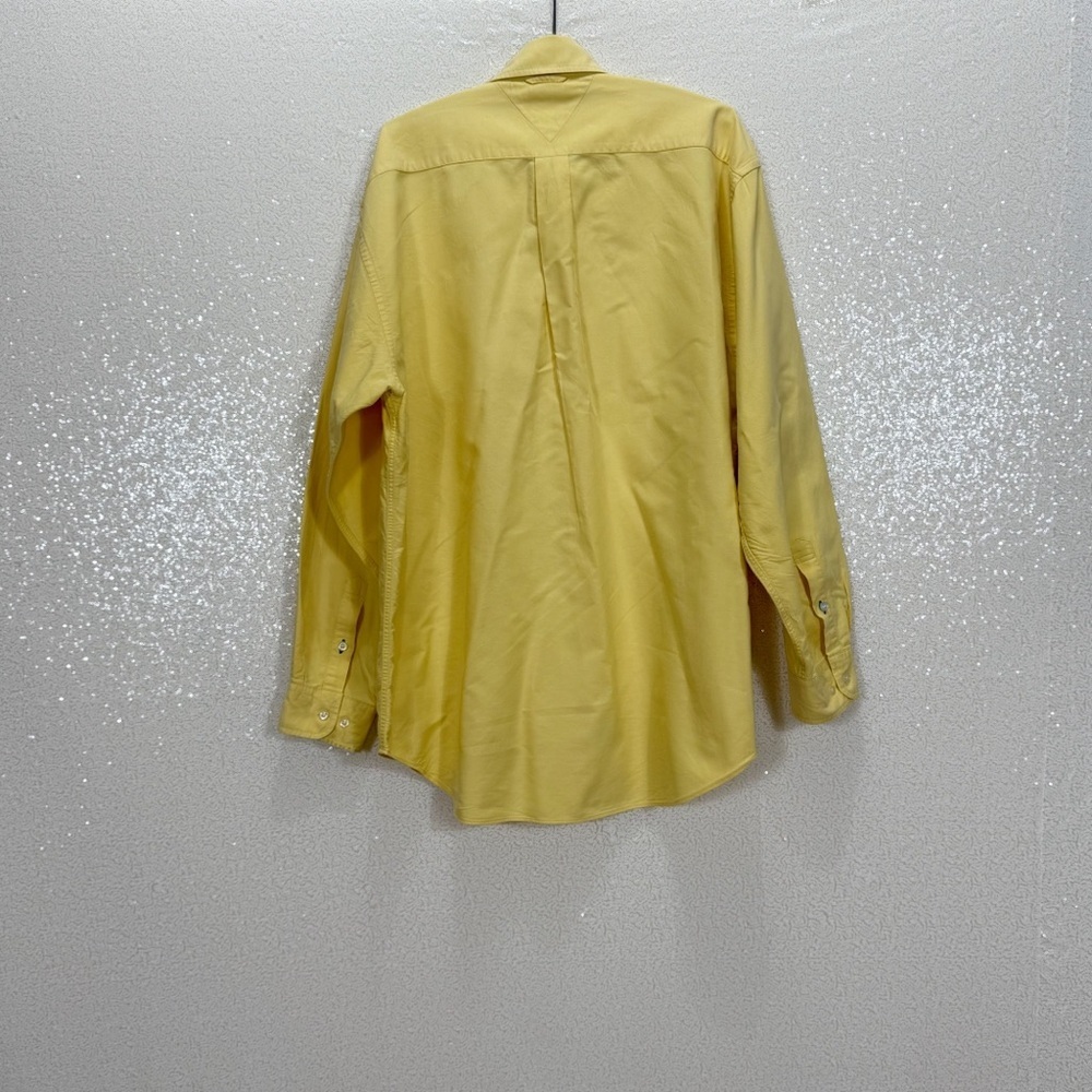 Tommy Hilfiger Yellow Button Down Shirt Men’s L Vintage Cotton Long Sleeve - Picture 8 of 9